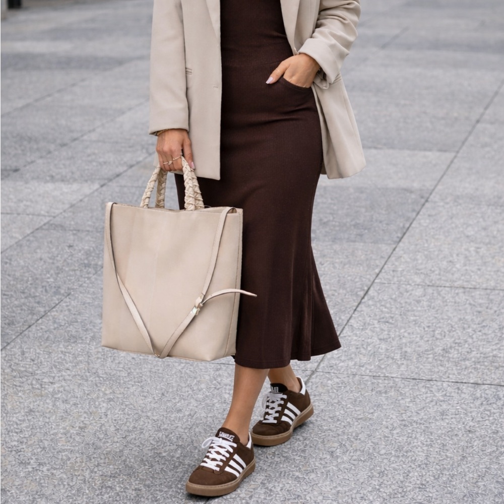 Elegant Beige Jules Kae Tote with Shoulder Strap Bag